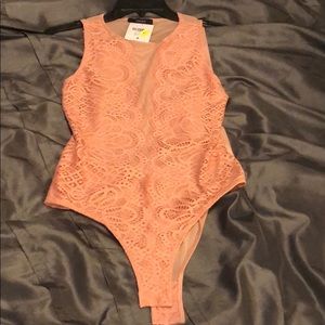 forever 21 peach mesh bodysuit NWT never worn S